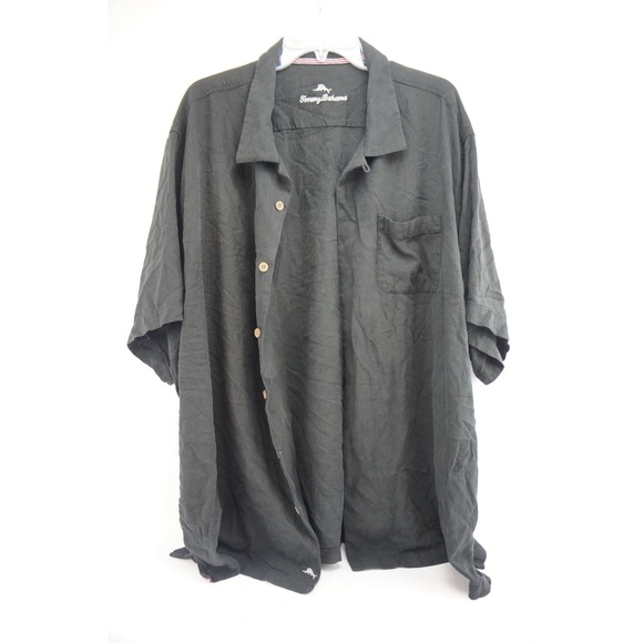 Tommy Bahama Mens Black Textured Short Sleeve Button Up Shirt 3XL - Picture 1 of 7